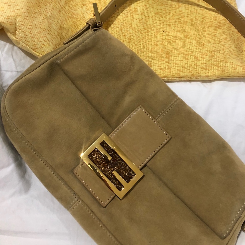 Fendi baguette suede bag